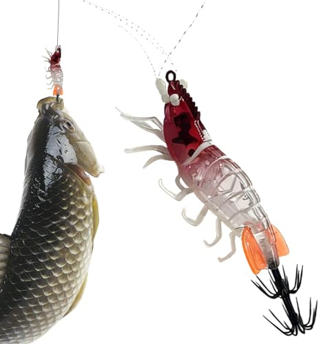 qokeeu Cebo Para Calamares | Señuelos de pesca que brillan en la oscuridad,Cebo de Calamar Camarón - Para Pesca En Agua Salada Lagos De Agua Dulce Estanques Para Vacaciones Familiares Noche Y Mañana