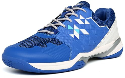 Badminton Sneakers Män Kvinnor Lättvikts Andningsaktiv Syntetisk Ovandel Anti-Twist Sulsula Gummi Koordinerande Casual Skor för Träning, Blå, 45 EU
