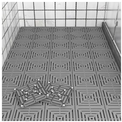 Dalles Amortissantes Haute Capacité Charge Emboîtement Carreaux Drainage Caillebotis Douche Salle de Bain et Piscine(12pieces)