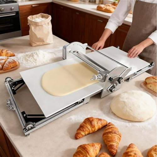 ToayNia Laminadora de Masa eléctrica Plegable, laminadora de Pasta Plegable, laminadora Manual de Masa, laminadora de Masa eléctrica de Acero Inoxidable, para Uso doméstico y Comercial.