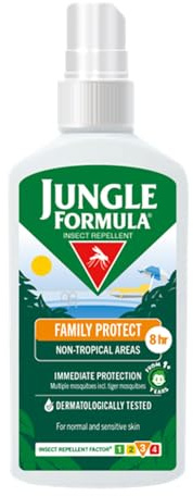 Jungle Formula Family Protect DEET-Free Insect Repellent Spray 100ml | DEET-free IRF3, 20% IR3535, family use, up to 8 hours, non-sticky spray, suitable from age 1