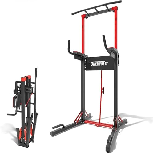 ONETWOFIT klimmzugstange freistehend pull up bar faltbar power tower | multifunktionale höhenverstellbare Klimmzug-und Dip-Station für Für Fitnessstudios und Heimtrainings,max 270kg