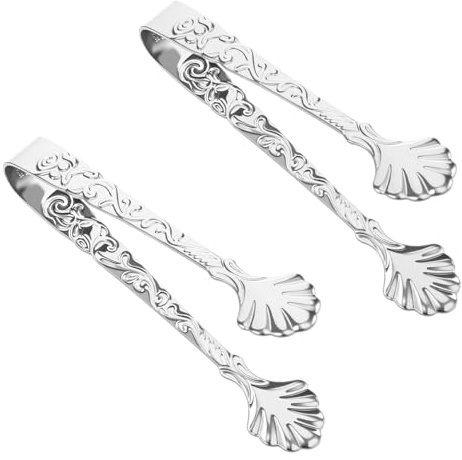 Ymapinc 2 stycken isbitstång liten, rosenprägling | Rostfritt stål istång 9,3 cm vintage sockertång silver för bufféer, eftermiddagste, tebjudningar, bröllop, familjefester