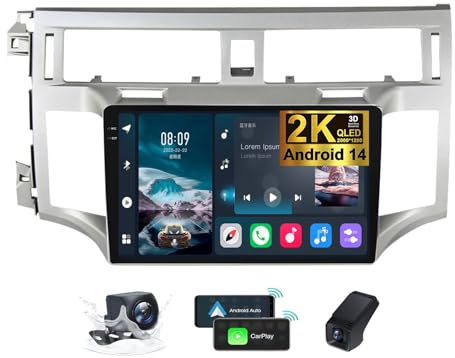 ZZPHKK Autoradio per Toyota Avalon 3 2005-2010 - Carplay Android Auto - Stereo Android 14 da 9.5 Pollici 2K Schermo con 4G WiFi 32 EQ GPS Comandi al Volante FM RDS Dab+ Radio(2K M800S)
