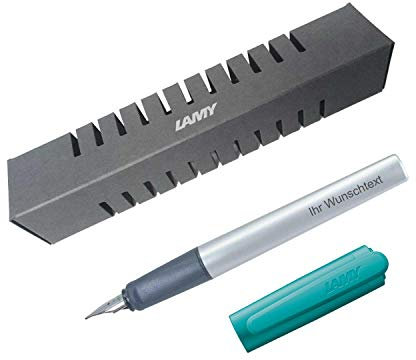 Lamy Füllfederhalter nexx Modell 064, Farbe smaragd grün, inkl. Laser-Gravur (Feder F)