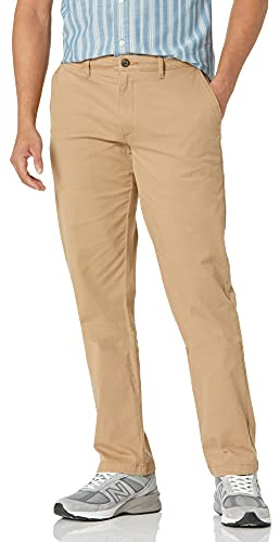 Amazon Essentials Men's Straight-Fit Casual Stretch Chino Pants, Sits at Waist, Dark Khaki, 32W x 28L