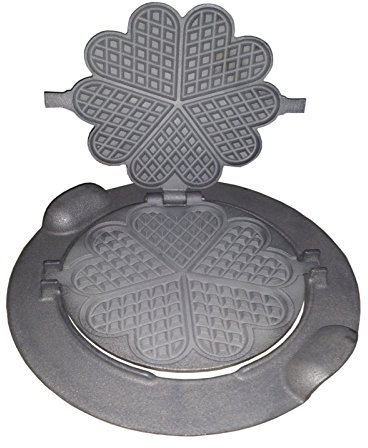 Gofrera de hierro fundido en forma de corazón, 33 cm, para barbacoa o cocina