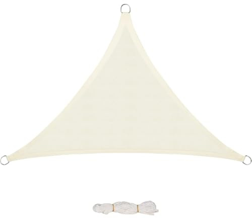 Laneetal Sonnensegel 5x5x7m dreieckig 160g/m² Polyester Sonnenschutz Schattenspender UV Schutz für Garten Balkon Terrasse Creme