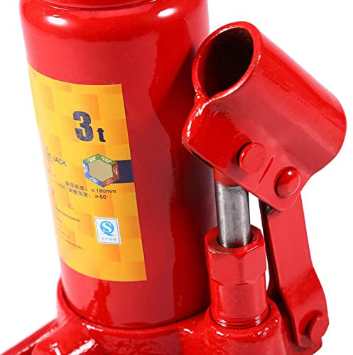 Ejoyous 3 Ton Bottle Jack, Heavy Duty Hydraulic Car Lifting Support for Roadside Garage Thick Steel Red 17 to 33 cm Vertical Jack Compact Universal 1 Pack
