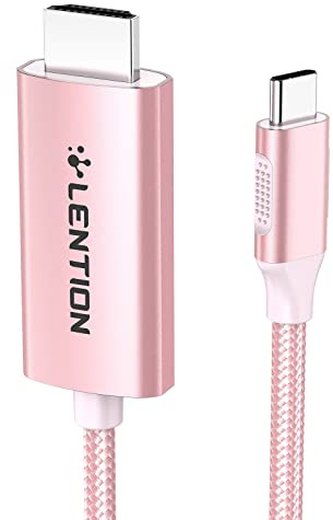 LENTION Adattatore con Cavo 3 Metri USB C a HDMI 2.0 (4K@60Hz) per 2016-2024 MacBook Pro 13/14/15/16, Nuovo Mac Air/iPad Pro//Surface, Stable Driver Adattatore (CB-CU707-3M, Oro Rosa)