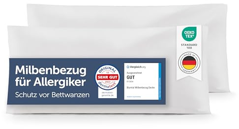 Blumtal® Milbenbezug Kissen 30x50 cm 2er Set - Oeko-TEX zertifizierte Allergiker Bettwäsche Kissen 30x50 cm - Kissenbezug gegen Hausstaubmilben - Allergie Bettwäsche Set Anti Milben