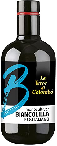 Le Terre di Colombo – Huile d’olive extra-vierge 100 % italienne, produite à partir du cultivar Biancolilla, 500 ml