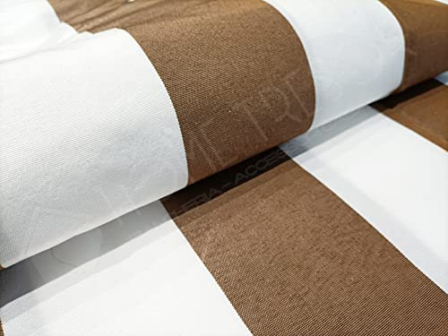Home Tresor - Tenda da Sole con Occhielli e Ganci per Balconi, Gazebo, Giardino | Tenda da Sole a Caduta Idrorepellente e Anti UV | Fantasia Rigata Marrone Bianco | Misura cm. (200 x 300)