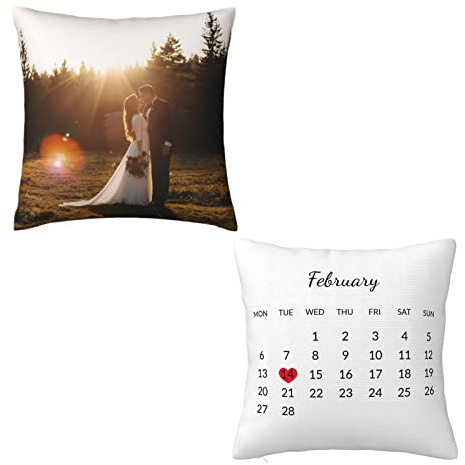 Naispanda Housse de Coussin Personnalise Photo et Texte 65 cm x 65 cm,Imprimée Recto-Verso Taie d'oreiller Decor DIY Anniversaire Jour du Souvenir Saint Valentin Cadeaux Uniques