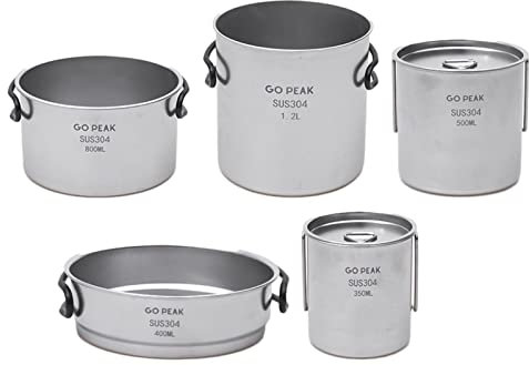 Kit de Cuisine de Camping de qualité Alimentaire | Cuisinière de Camping, avec casseroles et poêles en Acier Inoxydable, Accessoires de Cuisine, kit de randonnée pour l'extérieur