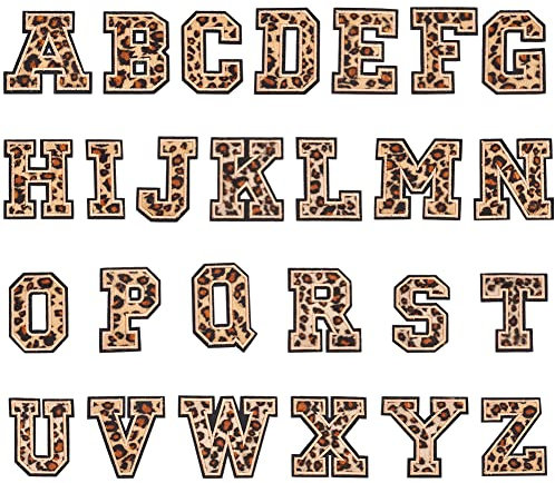nbeads 26 Stück Alphabet Aufnähen Aufnäher, Buchstabe AZ Leopardenmuster Aufbügeln Patches Alphabet Applikation Für Kleidung Kleid Hut DIY Bastelbedarf