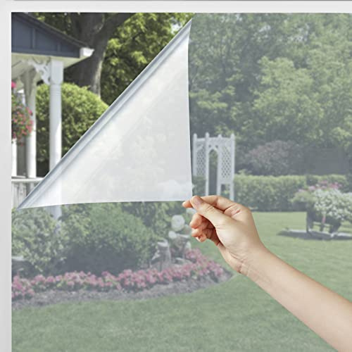 Volcanics One Way Fenster Sichtschutzfolie Sonnenblockierung Fenster Tönungsfolie für Zuhause Wärmeregulierung Spiegel Tönungsfolie Statische Haftung Reflektierende Solar Fensterfolie 17,5 x 78,7
