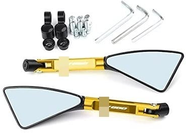 Motorrad Rückspiegel Universal 1 Paar Motorradspiegel CNC Side Rearview Lenkerendenspiegel Für SUZUKI SV650 Für SV 650 2016 2017 2018 Lenkerendenspiegel (Farbe : Gold)