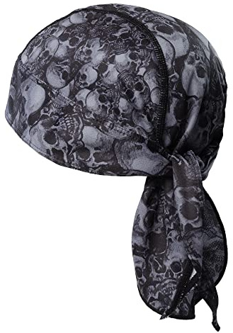 Magic Scarves Breathable Skull Cap Adjustable Bandanna Cap Sweat Absorbing Headscarf Anti-UV Head Protection Black Head Wrap, Grey