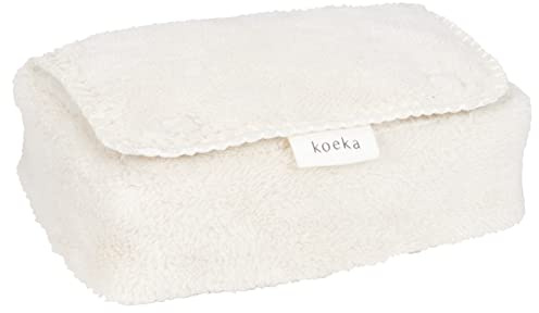 Koeka Baby Feuchttüchter Tasche - Baby Feuchttücher Aufbewahrungsbox - Feuchttücherbezug - Malmo - Weicher Teddy - Warm - Weiß - Einheitsgröße