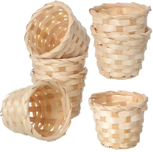 Mikinona 6Pcs Woven Storage Basket Bamboo Basket for Storage Mini Tabletop for Fruit Flowers Stationery Cosmetics Home Organising Party Decoration