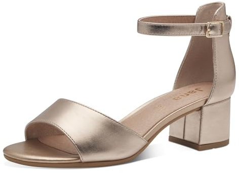 Jana Damen Sandalen mit Absatz Festlich Vegan, Metallisch (Champagner), 40 EU