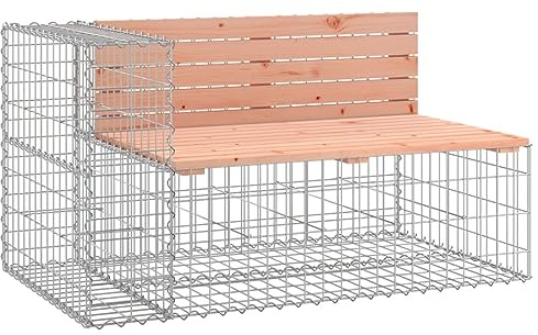 vidaXL Banc Jardin Design Gabion 122x71x65,5 cm Bois Massif de Douglas, siège de Jardin, Banc de Parc, Banc de Pique-Nique de Jardin, Banc extérieur