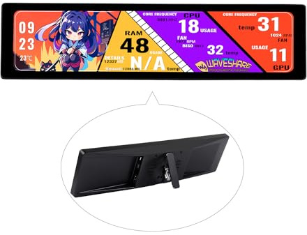 Waveshare 11.9inch IPS Display, 320x1480 Pixel, Toughened Glass Panel, HDMI Interface, with Hi-Fi Speaker, Collapsible Stand & Metal Case, for Raspberry Pi Screen also for Jetson Nano/Core3566/PC