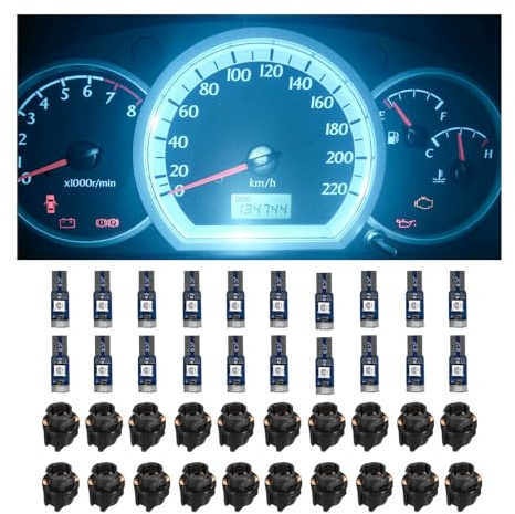 Dickno 20 Stück T5 LED-Leuchten für Auto-Armaturenbrett, hohes Licht 3030–3SMD-Ersatz mit Drehverschluss-Buchse, LED-Lampe für Messgerät, Clusteranzeige, Armaturenbrett, Instrumentententafel-Leuchten
