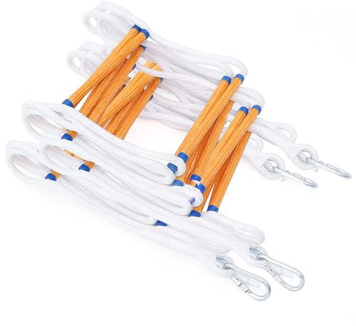 Scala antincendio di emergenza, 15 m, resistente alla fiamma, con 2 ganci, per case da 3 a 7 piani, riutilizzabile, compatta e portatile, scala esterna (15 m)