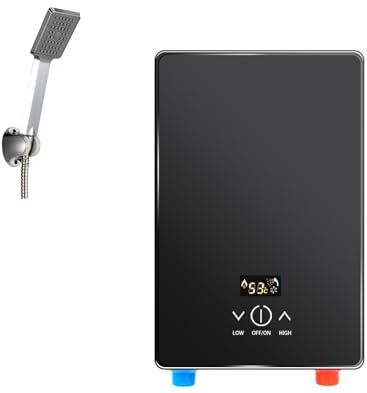 Mini Elektrische Durchlauferhitzer, 220V 6500W Elektrische Warmwasserbereiter mit Digitaler, IPx4 Wasserdichtigkeit, Kompakte Größe Instant Warmwasserbereiter mit Duschkopf