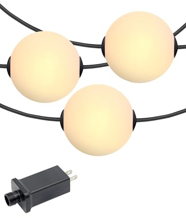 Brightech Orb Outdoor Indoor String Lights - Frosted Lantern LED String with 10 Weatherproof Globe Lights - Plug in Commercial Grade Light Strand for Patio, Porch, Garden, Café - 30 Ft, Black