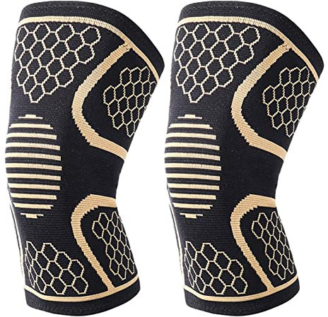 HERCHR 2 Stück Knieschoner, Anti-Alip, Atmungsaktiv, Stoßdämpfend, Schützende Kniebandage, Ärmel Für Männer, Frauen, Kinder, Knieschutz Für Laufen, Wandern, Basketball, Volleyball(L)