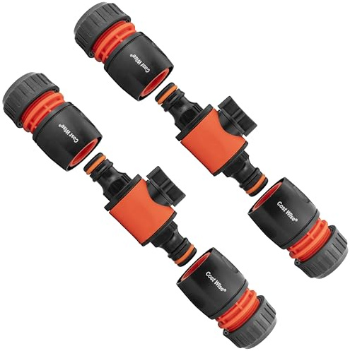 Garden Watering hosepipe/Irrigation Flow Control valves with Matching Hose connectors(Pack of 2 valves + 4 connectors)