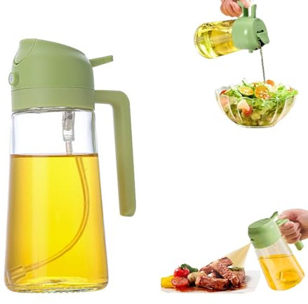 Vnvnvnv 2 in 1 oil dispenser and sprayer, 16.5 oz/470 ml Olive oil Spray Bottle, Oil sprayer For Cooking Air Fryer, Kitchen, Air Fryer, Grill, Bake, Salad