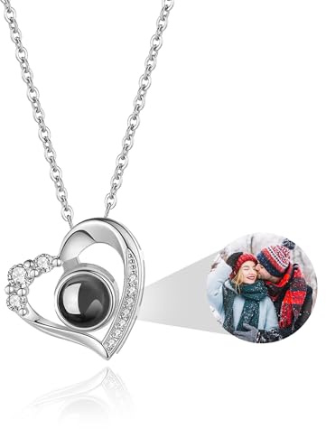 Easycosy Collana Personalizzata con Foto, Collana con Foto Proiettata, Collane Donna Personalizzate, Ciondolo a Cuore Personalizzato per Mamma Amica, Lei, Idee Regalo 2026