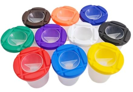 Colcolo 10x Vasos para Pintura a Prueba de derrames, Pinceles para Pintar, Vasos con Tapa, Vasos para pigmentos creativos Coloridos, Suministros de Pintura