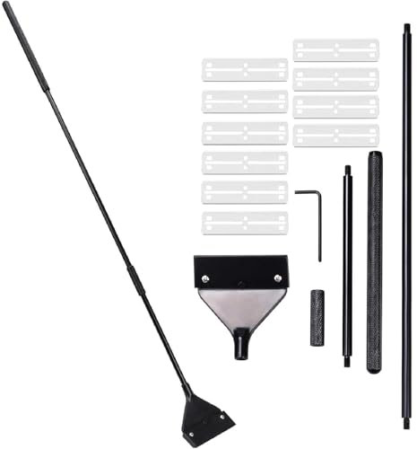 Kiuiom Algenschaber Aquariumschaber,Aquarium Reinigungswerkzeuge,Aquarium Algen Rasiermesser Schaber,62cm aus Edelstahl mit Abnehmbarer Stange 10 Klingen für Reinigung von Aquarien-Glas-Fischbecken