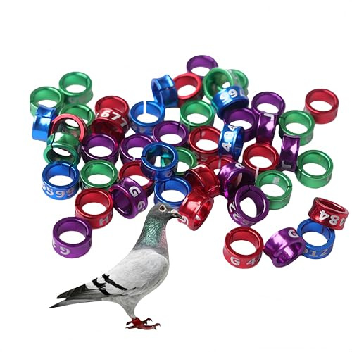 Naisfei Open Bird Ring, Pack of 50 Bird Foot Ring, Bird Leg Bands Rings, for Birds, Parrots, Pigeons, Quails, Chicks, Inner Diameter Approx. 6 mm (Mixed Colours)