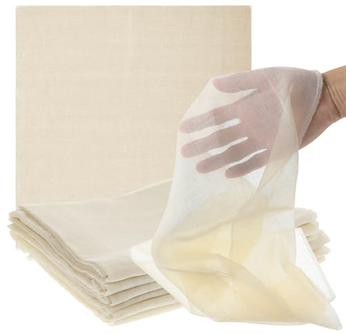6 PCS Reusable Cheesecloth, 50 x 50cm Cheese Cloths for Straining Hemmed Ultra Fine Cheese Cloth Unbleached Pure Cotton Cloth Strainer for Cooking, Baking, Juicing, Cheese Making