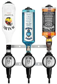 Chabrias Ltd Professional 3 Wall Bar Rail and 35ml Spirit Optics – UK-Made Government-Stamped Liquor Dispenser Rail – Heavy-Duty All-Metal Wall-Mounted Bar Optics System