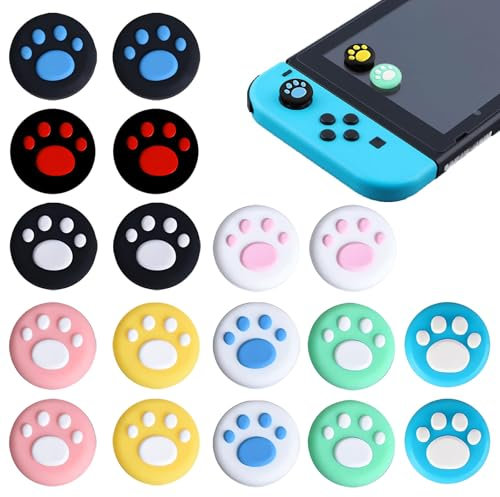 18 Stück Joystick Kappen Kompatibel mit Switch,Joystick Kappen Kompatibel mit Nintendo Switch,Katzenkrallen Joystick Kappen,Verbessern Sie Das Spielerlebnis und Schützen Sie Den Rocker