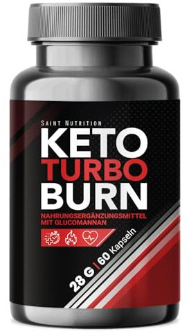 KETO TURBO BURN® - Stoffwechsel Kapseln - Appetitzügler hochdosiert mit Glucomannan - Unterstützung für Abnehmen - Nahrungsergänzungsmittel ohne künstliche Zusätze, 60 Premium Kapseln