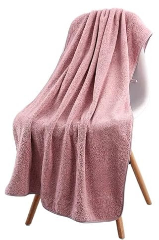 HESHUWEN Badetuch 70 x 140 cm Korallen-Samtfaser-Badetuch for Erwachsene, weiches, saugfähiges, einfarbiges Haushalts-Badetuch BadetüCher(Pink)