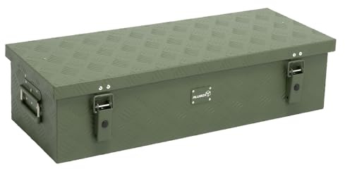 alubox Werkzeugkiste Riffelblech olive ABX-RL48G Aluminium 1,5mm Werkzeugkiste leicht und robust 48 Liter - oliv grün lackiert