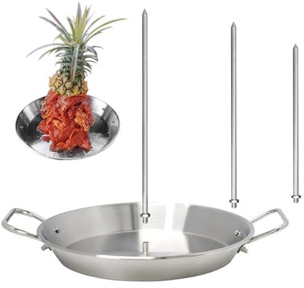 Brille De Brochette De Viande Verticale,Brochette Verticale En Acier Inoxydable Et Brochette Avec Plateau D'égouttement,Brochette De Kebab Suspendue Avec 3 Pics De Remplacement Brochettes