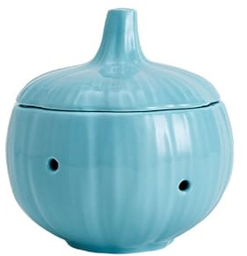 HAJHI Créatif Pot de Stockage D'ail Ajouré Céramique Pot à Ail Résistant à L'humidité Respirant 4.3in Pot à Oignons Scellé Cuisine Stockage(Bleu)