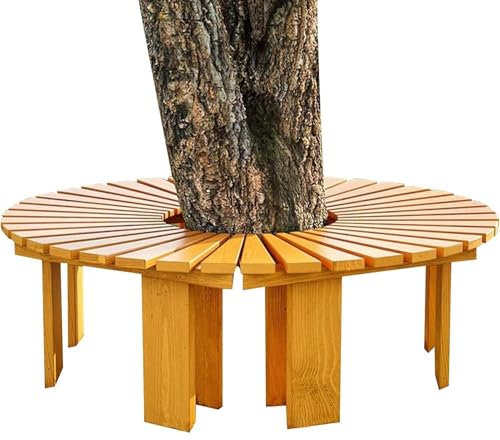 Wetterfeste Outdoor-Bank - Halbrunder Gartensitz, Terrassenmöbel aus Holz für Veranda, Rasen & Park - Stilvolle halbrunde Baumbank für Hinterhof-Freizeit