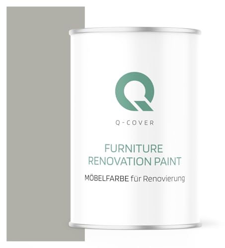 Q-COVER Möbelfarbe Matt | Farbton: Achatgrau RAL 7038 1L | Holzfarbe für Möbel & Innenausbau | Deckend, wasserbasiert, kratzfest | Für Küchen, Schränke, Tische, Gartenmöbel