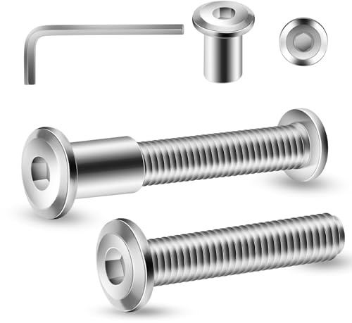 20 Stück Verbindungsschrauben M6 x 40mm Möbelverbinder Schrankverbinder | Hülsenschrauben, Möbelschrauben für Möbeln, Schränken (20 x Möbelschrauben, 20 x Hülsenmutter, 1 x Innensechskantschlüssel)